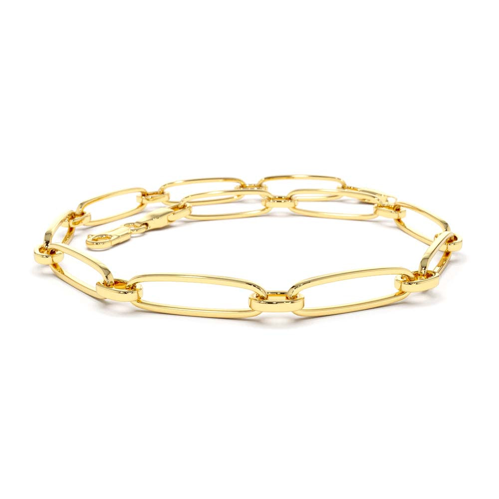 14K Gold Oval Link Chain Bracelet by Orlina Fine