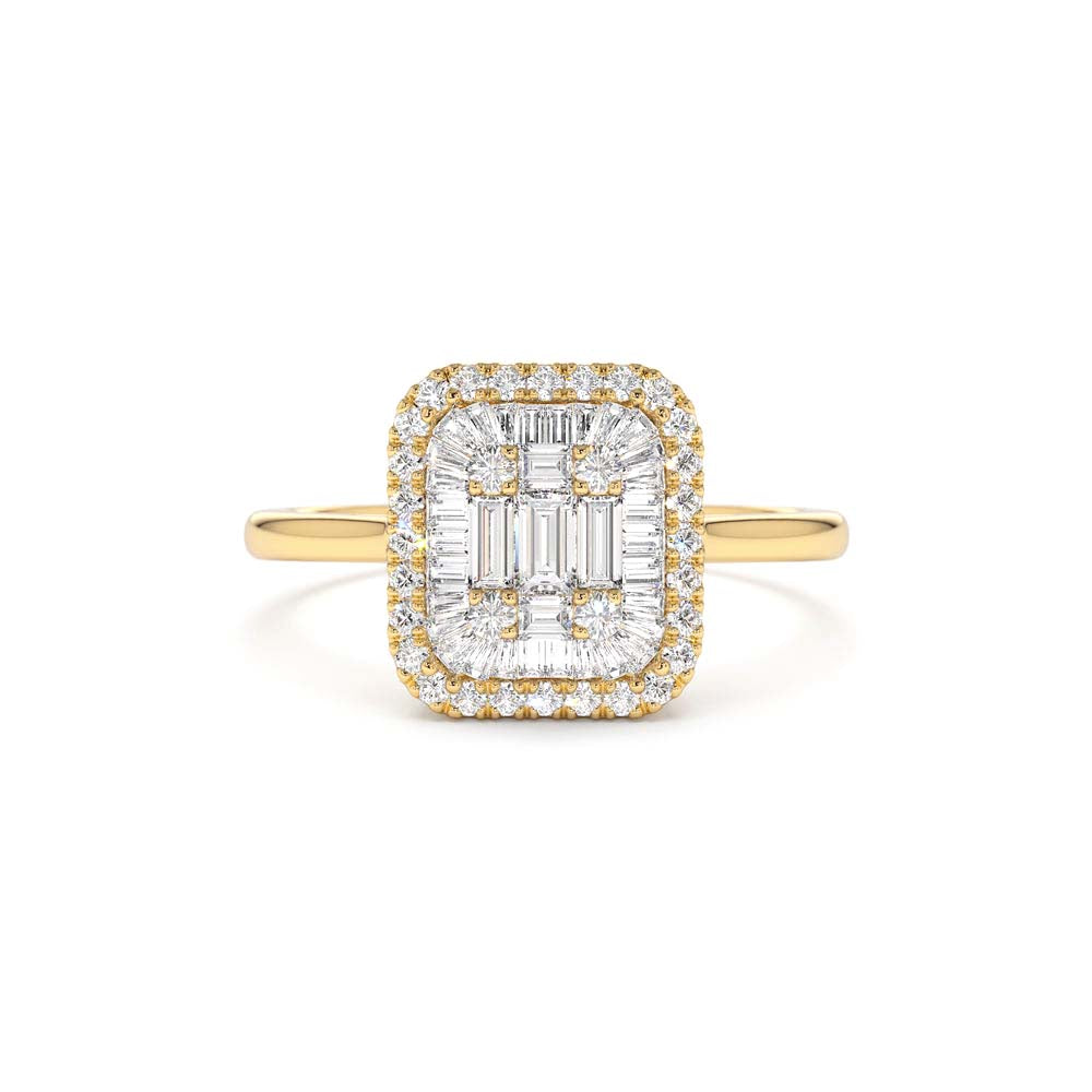 14K Unique Baguette Diamond Statement Ring by Orlina Fine