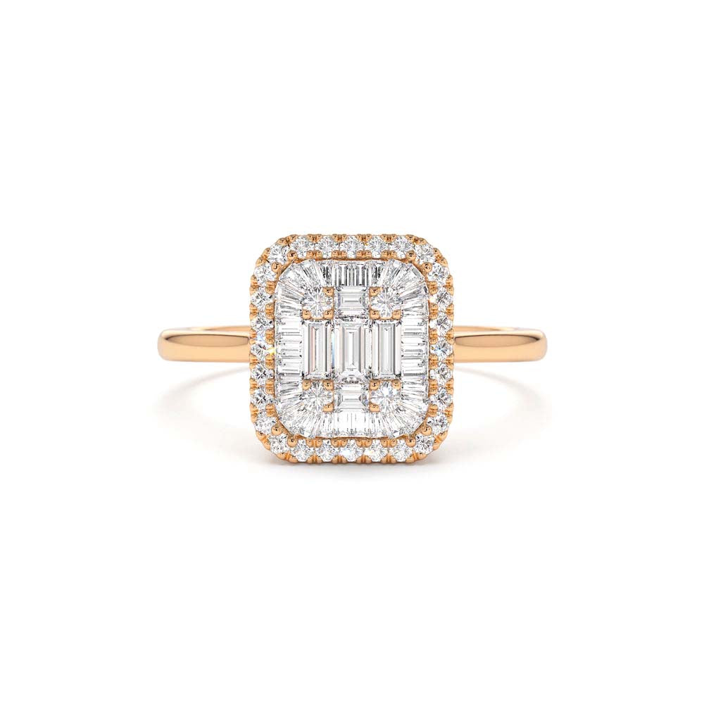 14K Unique Baguette Diamond Statement Ring - view 2