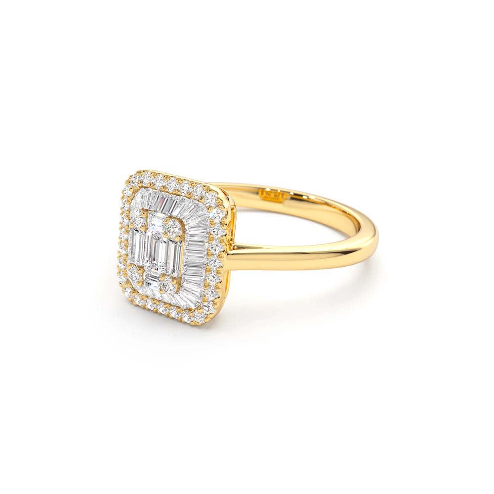 14K Unique Baguette Diamond Statement Ring - view 4