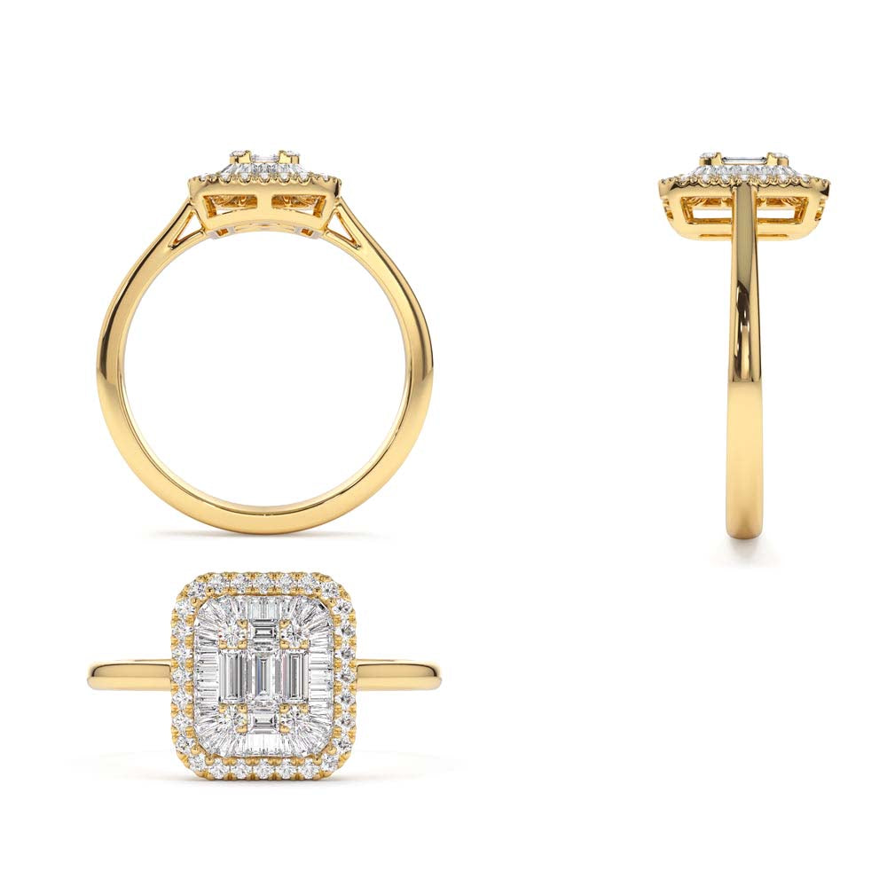 14K Unique Baguette Diamond Statement Ring - view 5