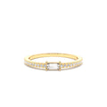14K Stackable Baguette Diamond Ring with Pave Diamonds by Orlina Fine