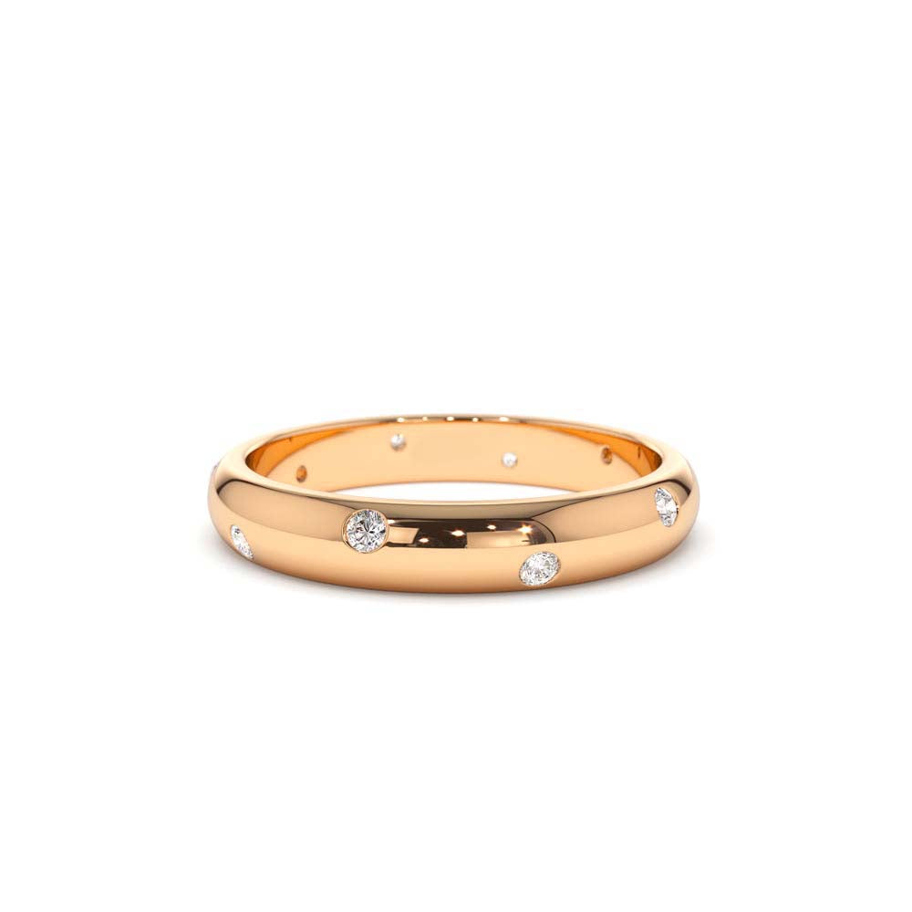 14K 3MM Dome Burnish Setting Women's Wedding Ring - view 2