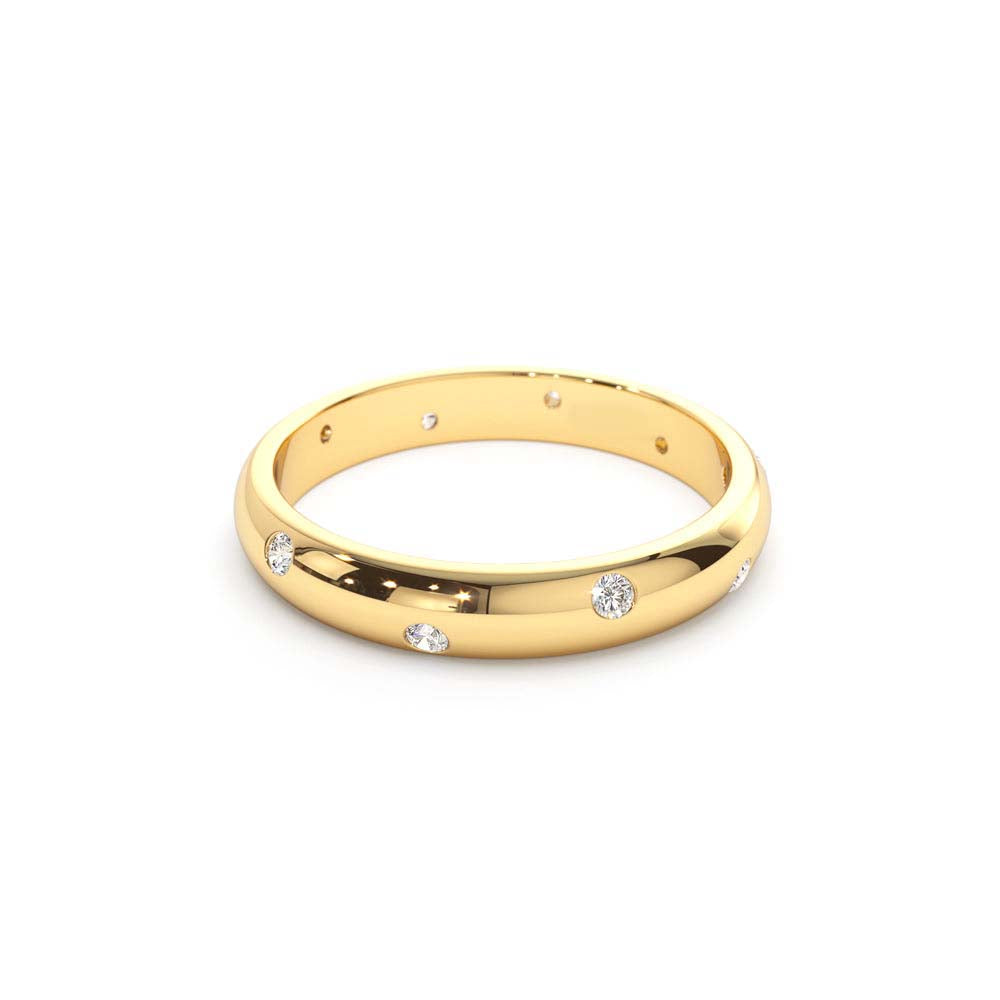 14K 3MM Dome Burnish Setting Women's Wedding Ring - view 4
