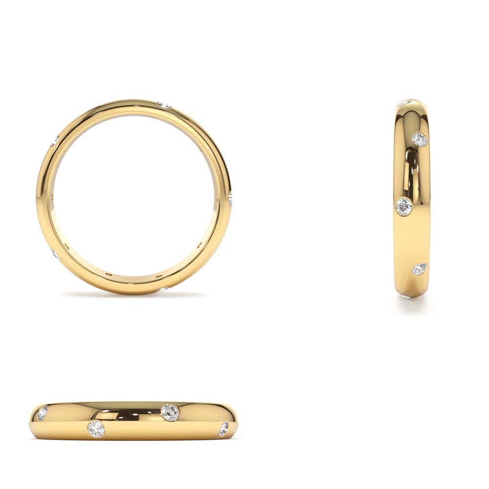 14K 3MM Dome Burnish Setting Women's Wedding Ring - view 5