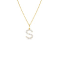 14K Medium Size Diamond Initial Necklace by Orlina Fine