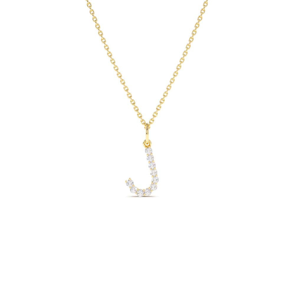 14K Medium Size Diamond Initial Necklace - view 5