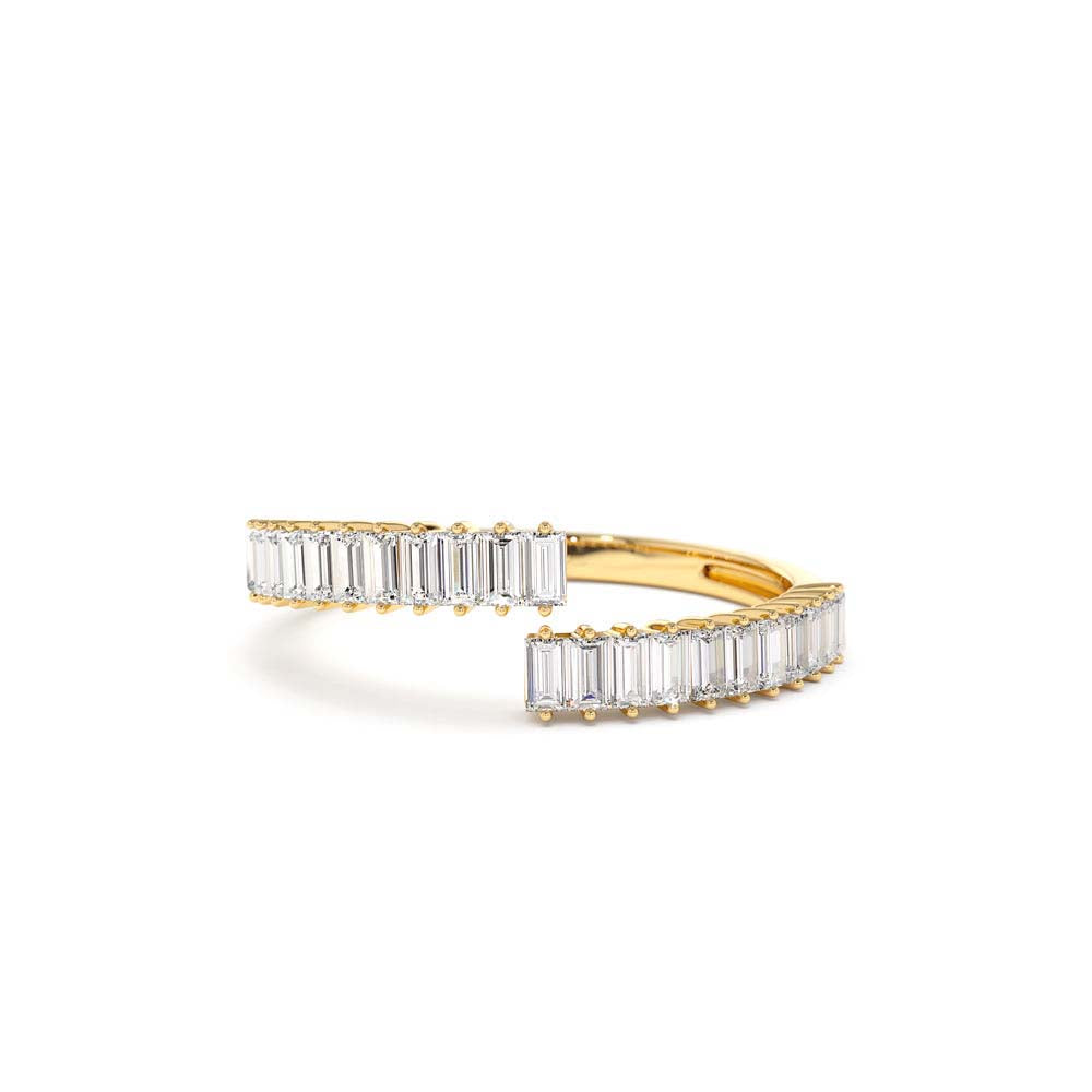 14K Baguette Diamond Bypass Ring by Orlina Fine