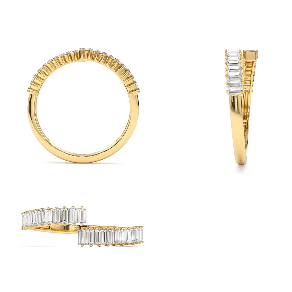 14K Baguette Diamond Bypass Ring - view 5