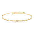 14K 2MM Curb Link Bracelet w/ Heart Shape Solitaire Round Diamonds by Orlina Fine