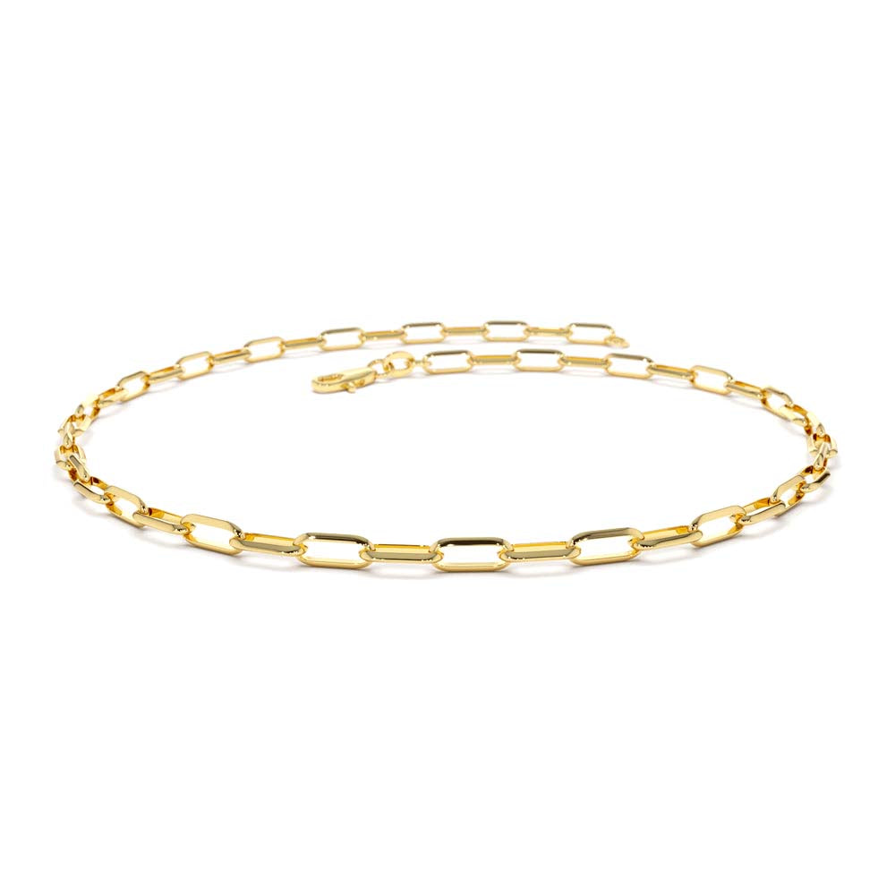 14K Solid Gold Tiny Paper Clip Link Bracelet by Orlina Fine