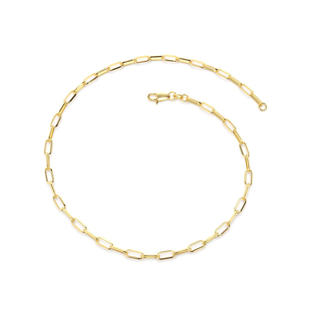 14K Solid Gold Tiny Paper Clip Link Bracelet - view 5