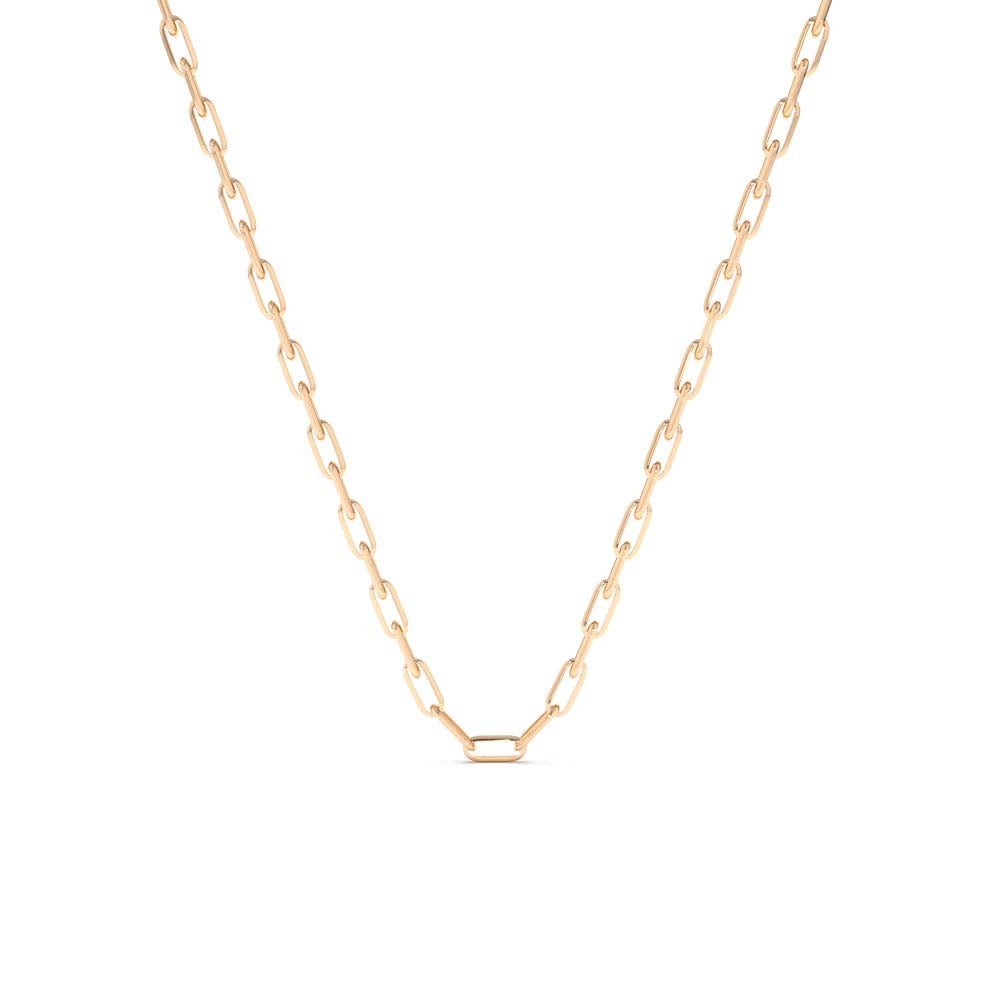 14K Solid Gold Tiny Paper Clip Link Necklace - view 2