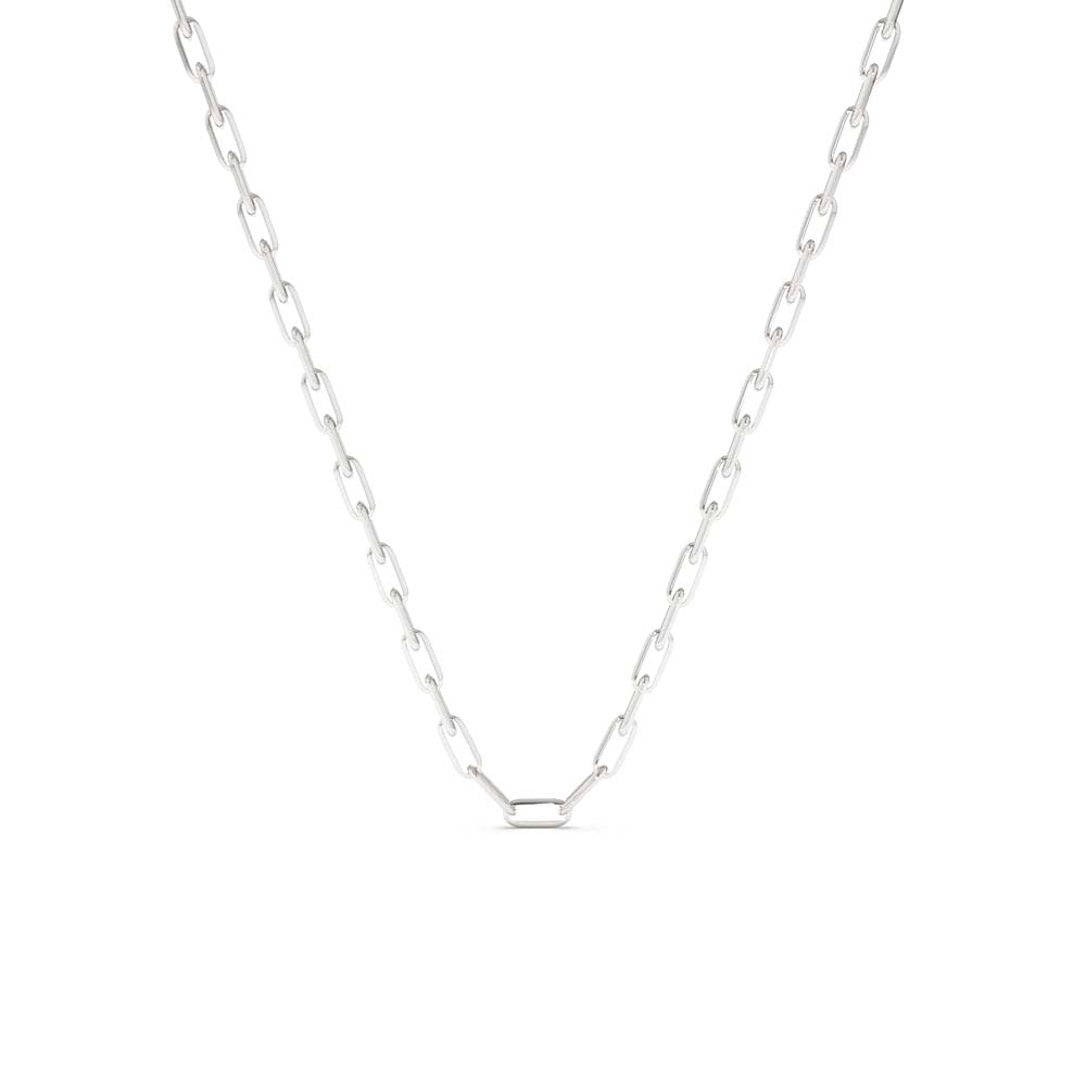 14K Solid Gold Tiny Paper Clip Link Necklace - view 3