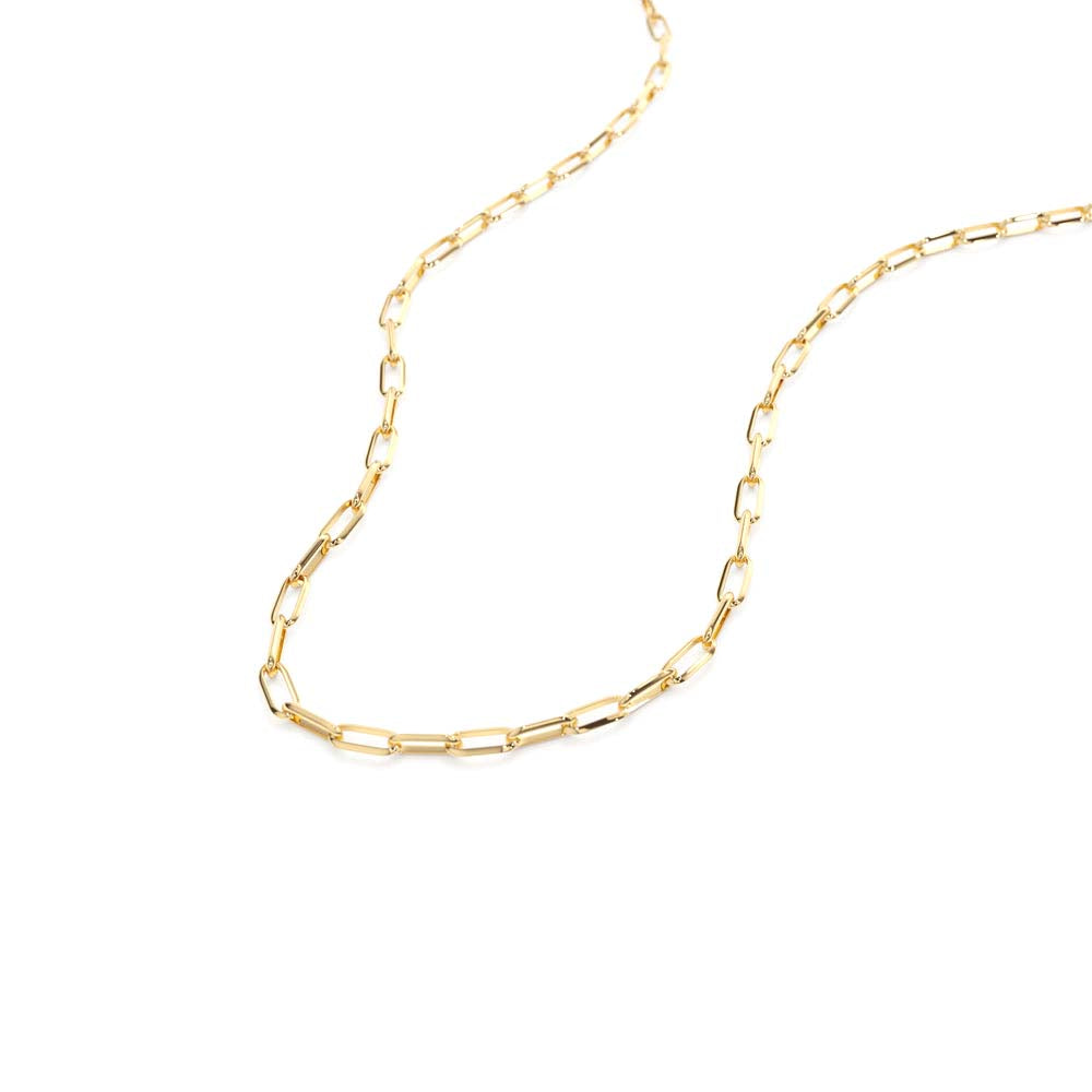 14K Solid Gold Tiny Paper Clip Link Necklace - view 4