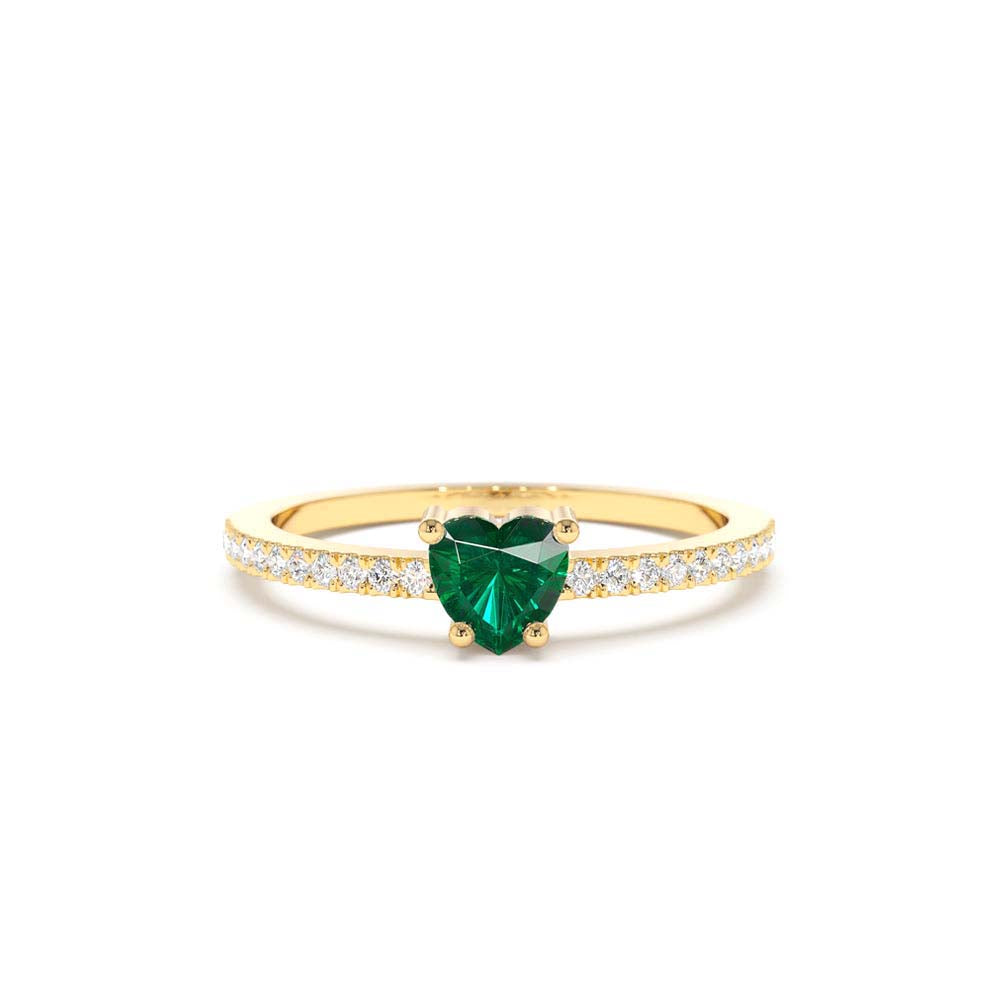 14K Heart-Shaped Emerald Ring by Orlina Fine