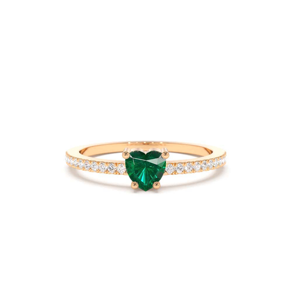 14K Heart-Shaped Emerald Ring - view 2