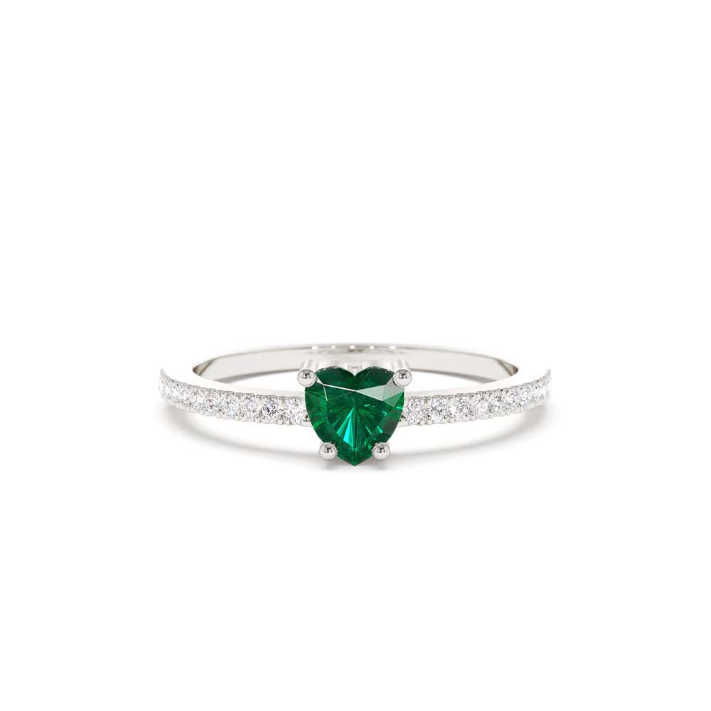 14K Heart-Shaped Emerald Ring - view 3