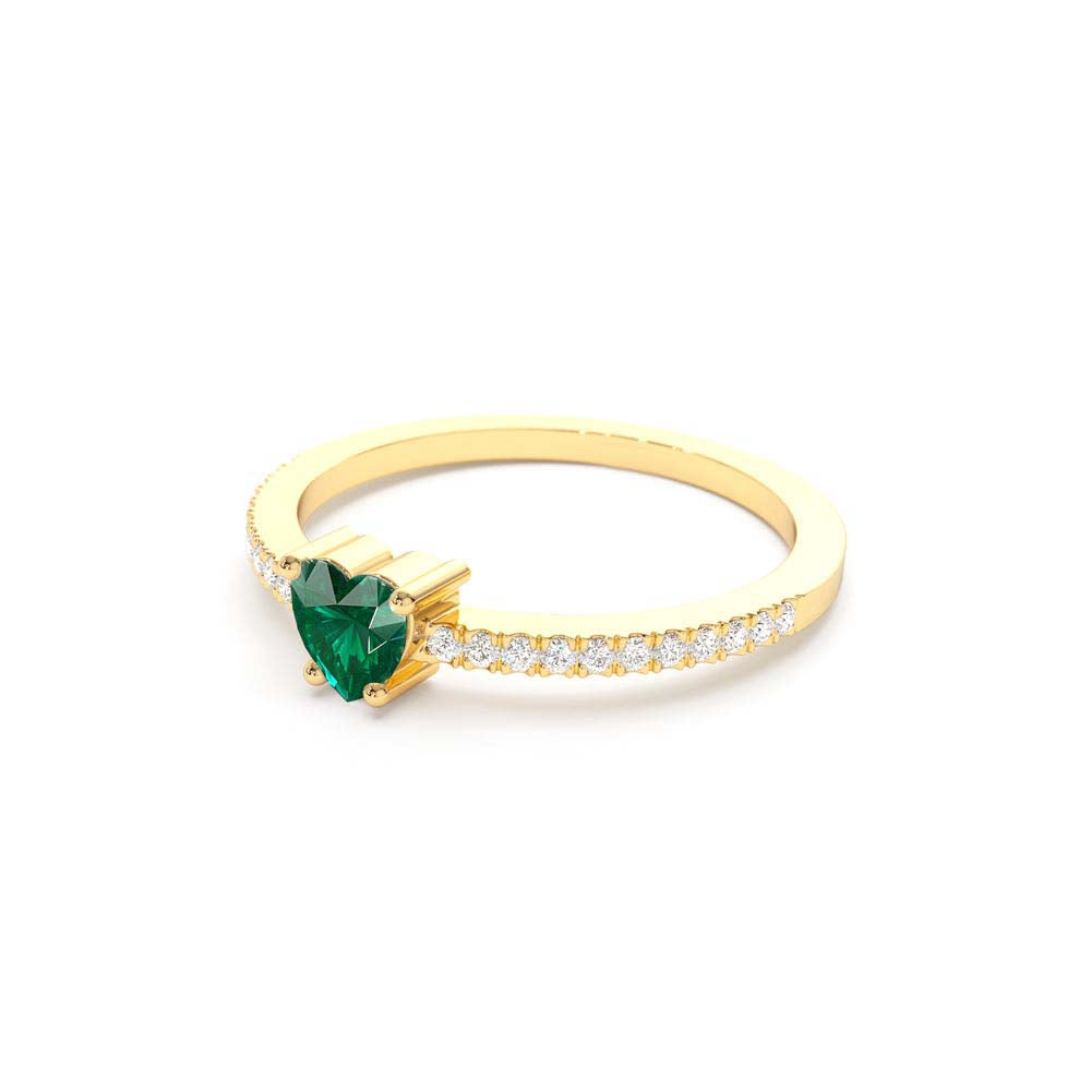 14K Heart-Shaped Emerald Ring - view 4