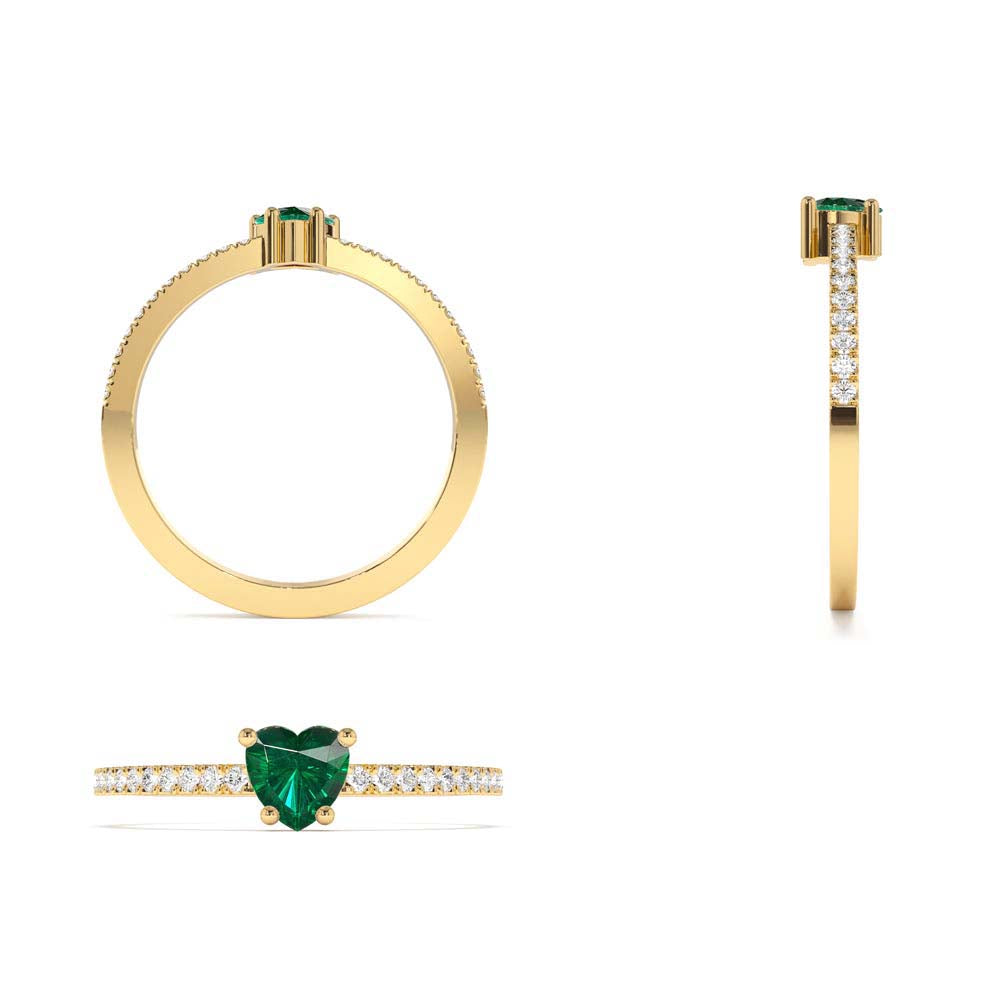 14K Heart-Shaped Emerald Ring - view 5