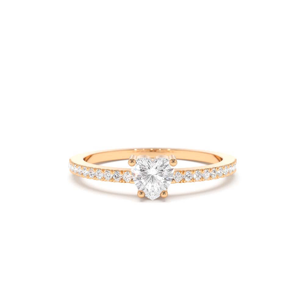 14K Heart-Shaped Diamond Ring - view 2