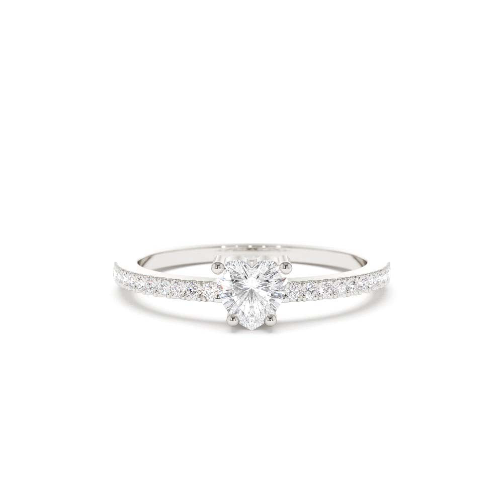 14K Heart-Shaped Diamond Ring - view 3