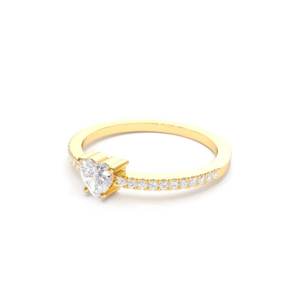 14K Heart-Shaped Diamond Ring - view 4