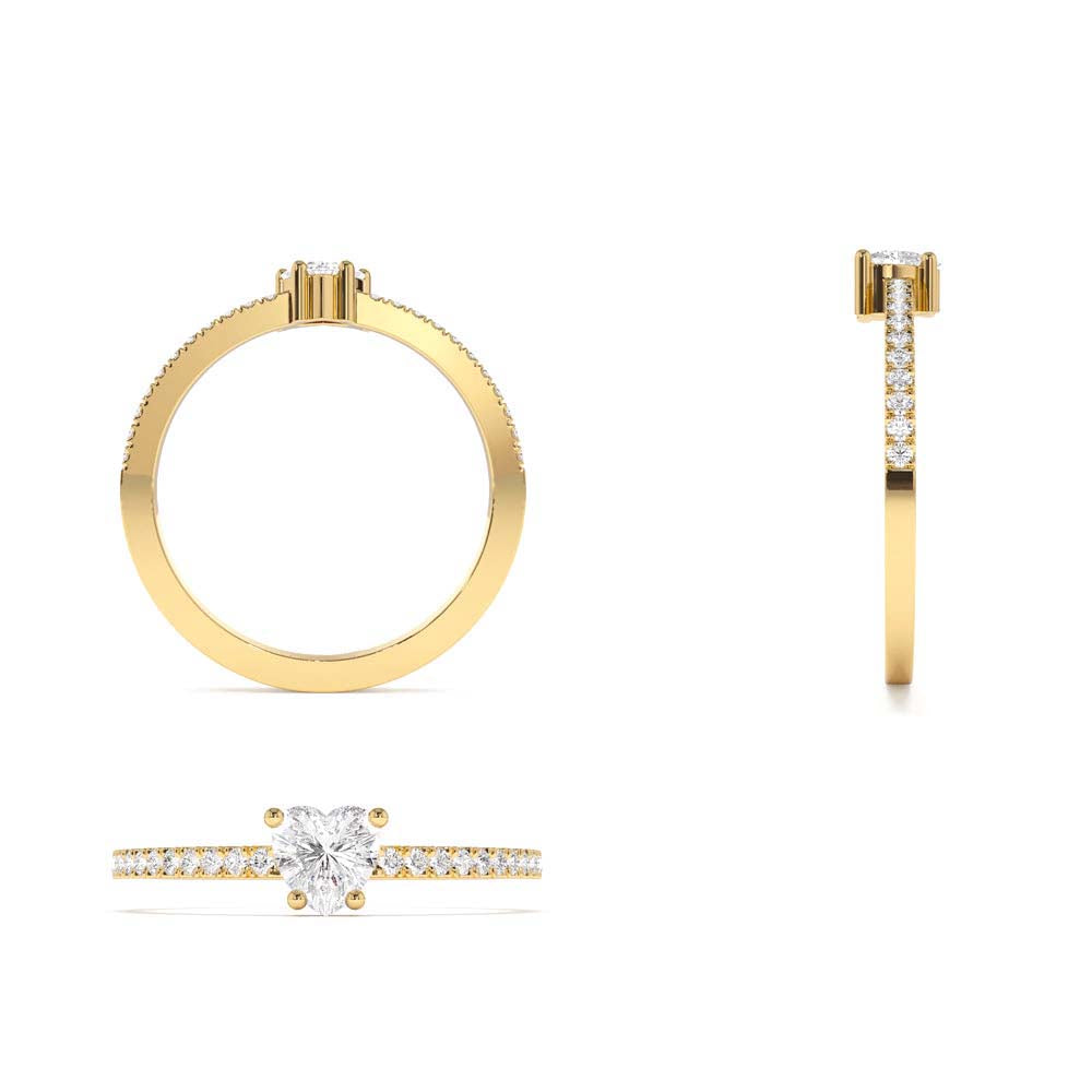 14K Heart-Shaped Diamond Ring - view 5