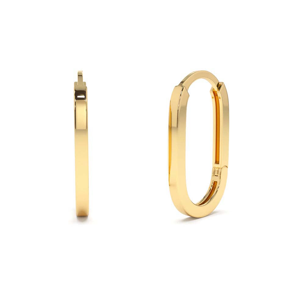 14K Gold Paperclip Hoop Earrings by Orlina Fine