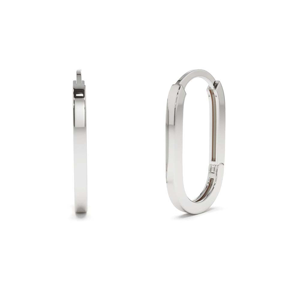 14K Gold Paperclip Hoop Earrings - view 3