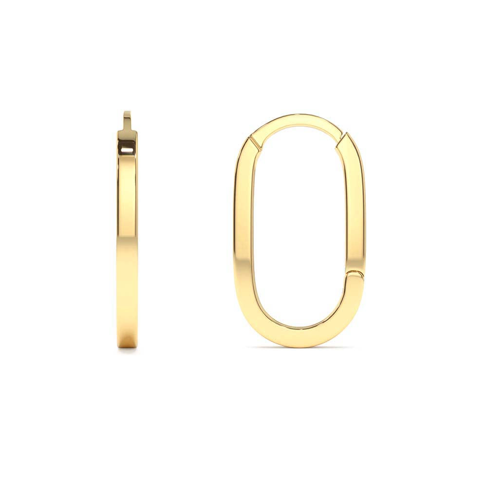 14K Gold Paperclip Hoop Earrings - view 4