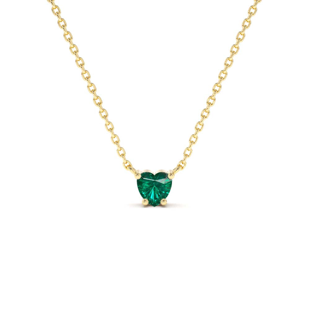 14K Heart-Shape Emerald Necklace by Orlina Fine
