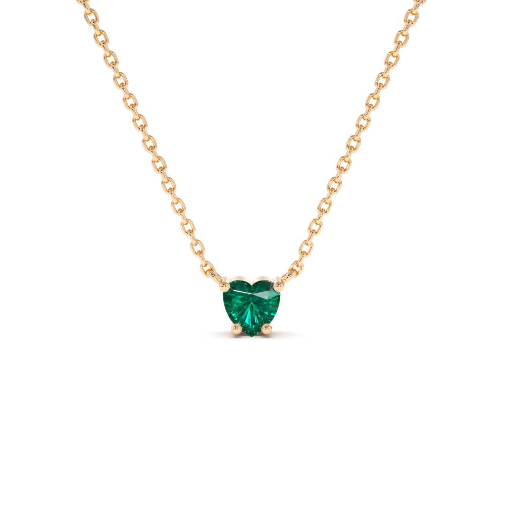 14K Heart-Shape Emerald Necklace - view 2