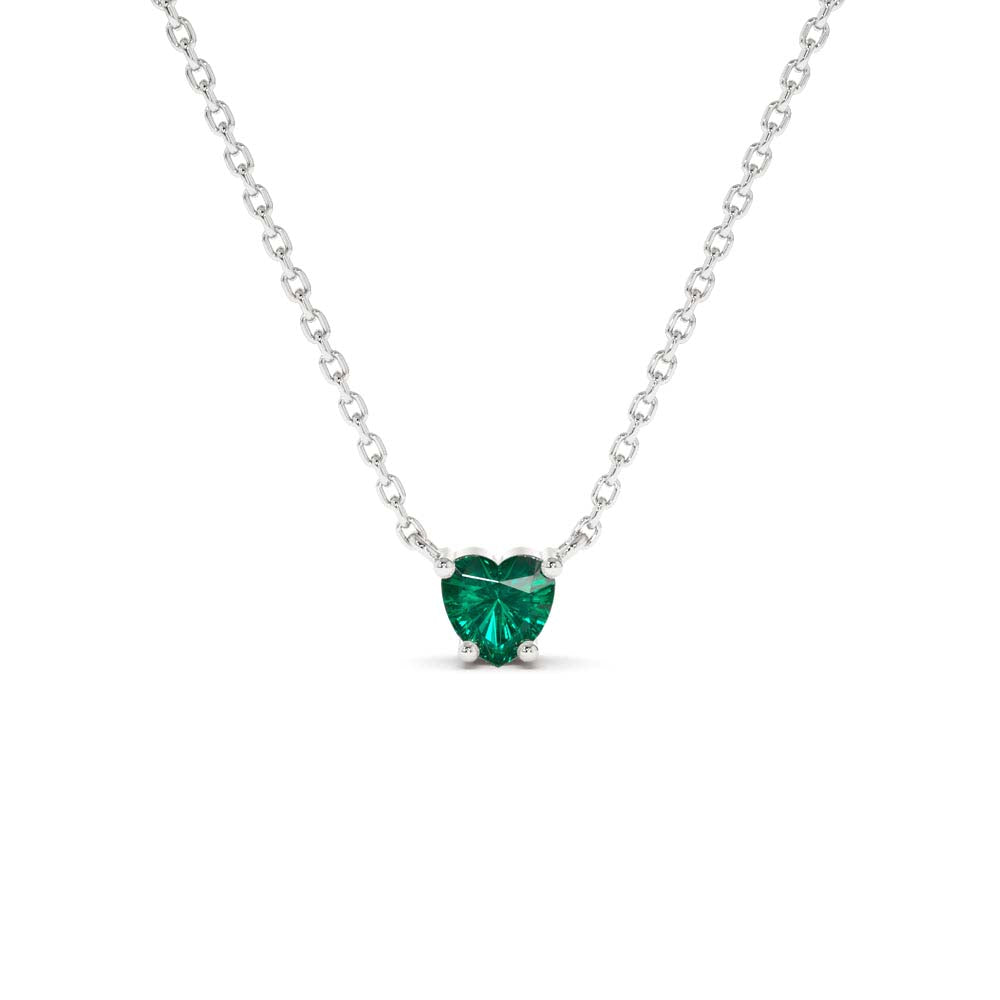 14K Heart-Shape Emerald Necklace - view 3