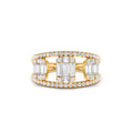 14K Baguette and Round Diamond Illusion Setting Cocktail Ring by Orlina Fine