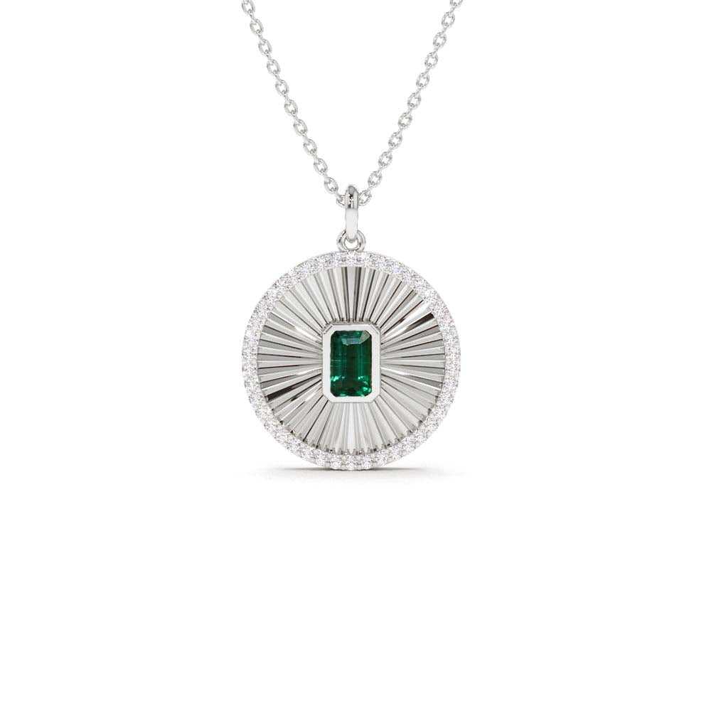 14K Emerald and Diamond Medallion Necklace - view 3