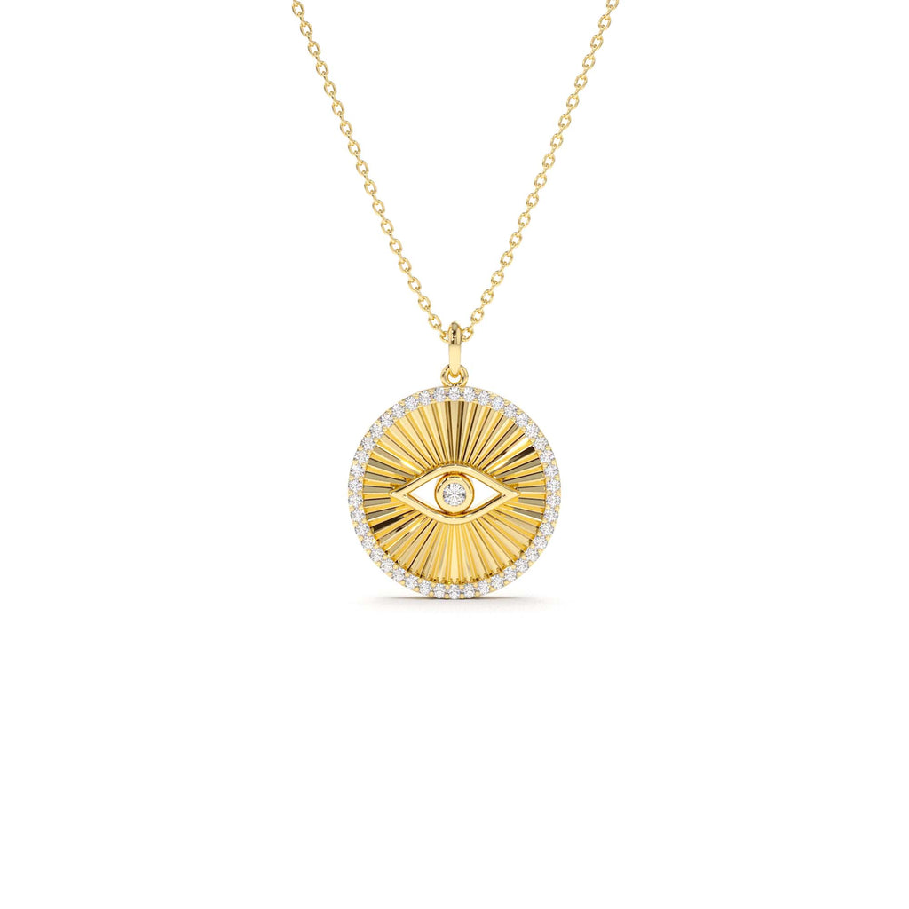 14K Evil Eye Diamond Medallion Necklace - view 6