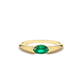 14K Horizontal Marquise Shape Natural Emerald Ring by Orlina Fine