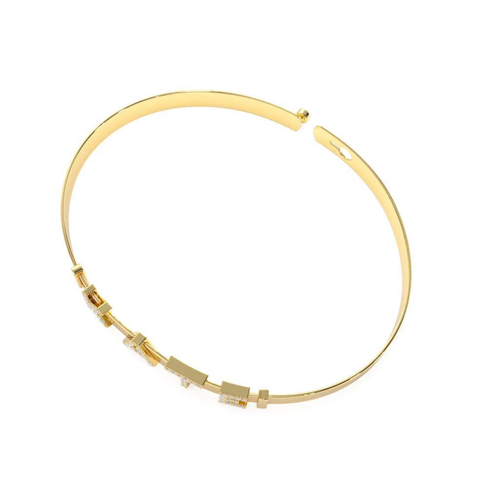 14K 5MM Sliding Diamond Initials Bangle - view 5