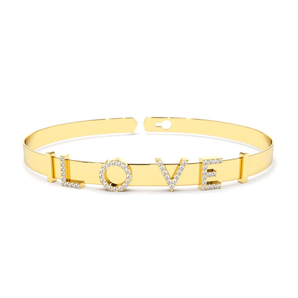 14K 5MM Sliding Diamond Initials Bangle - view 6