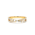 14K Mix Baguette and Round Diamond Crossover Ring by Orlina Fine