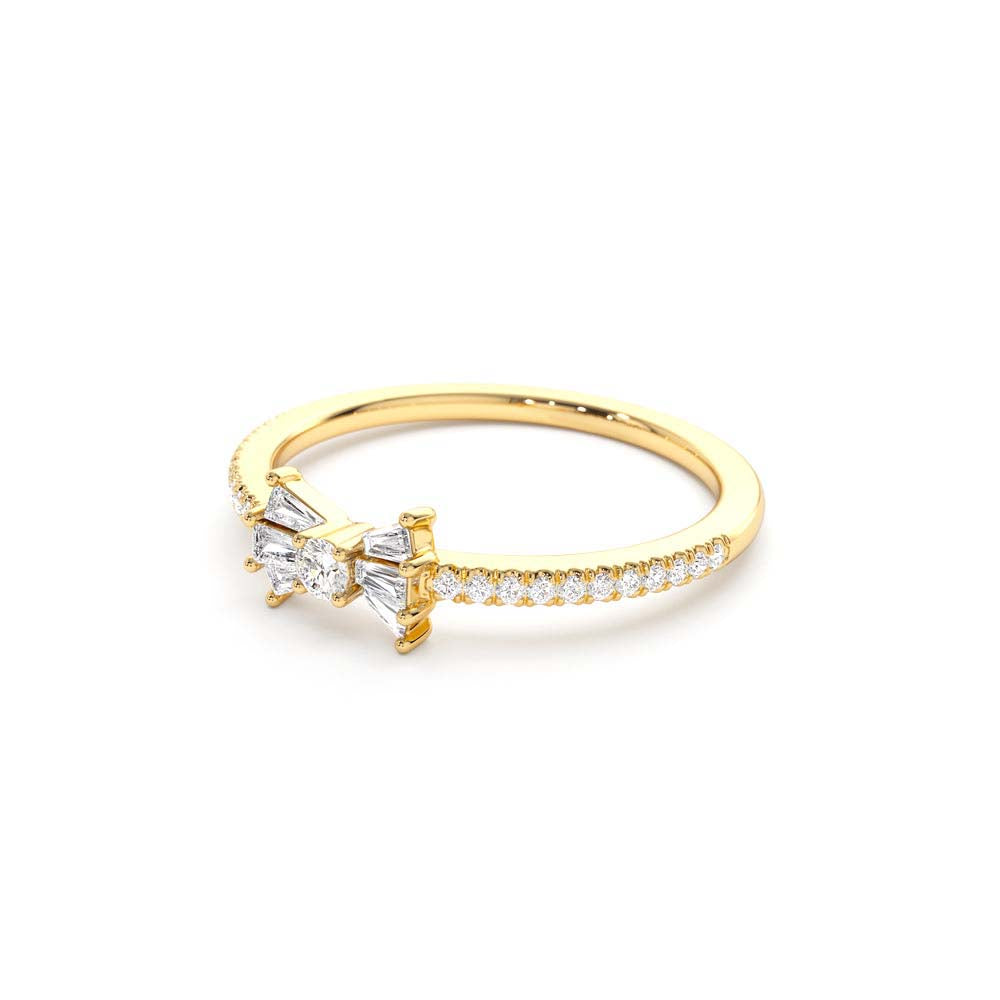 14K Baguette and Round Diamond Bow Ring - view 4