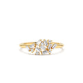 14K Baguette and Round Diamond Dainty Cluster Ring by Orlina Fine
