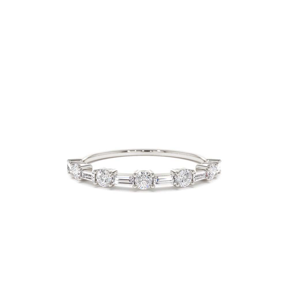 14K Baguette and Round Diamond Alternating Ring - view 3