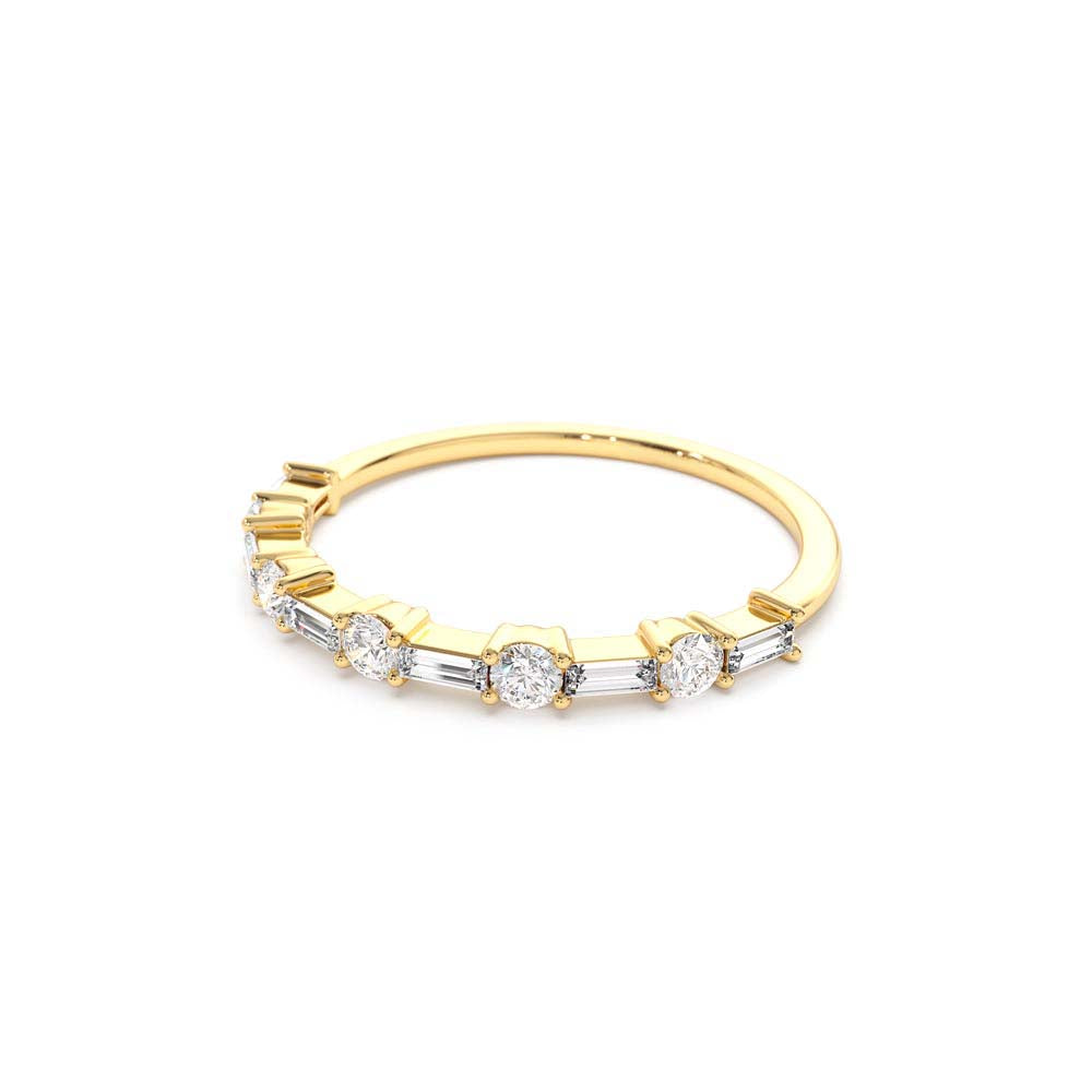 14K Baguette and Round Diamond Alternating Ring - view 4
