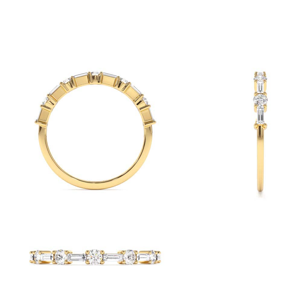 14K Baguette and Round Diamond Alternating Ring - view 5