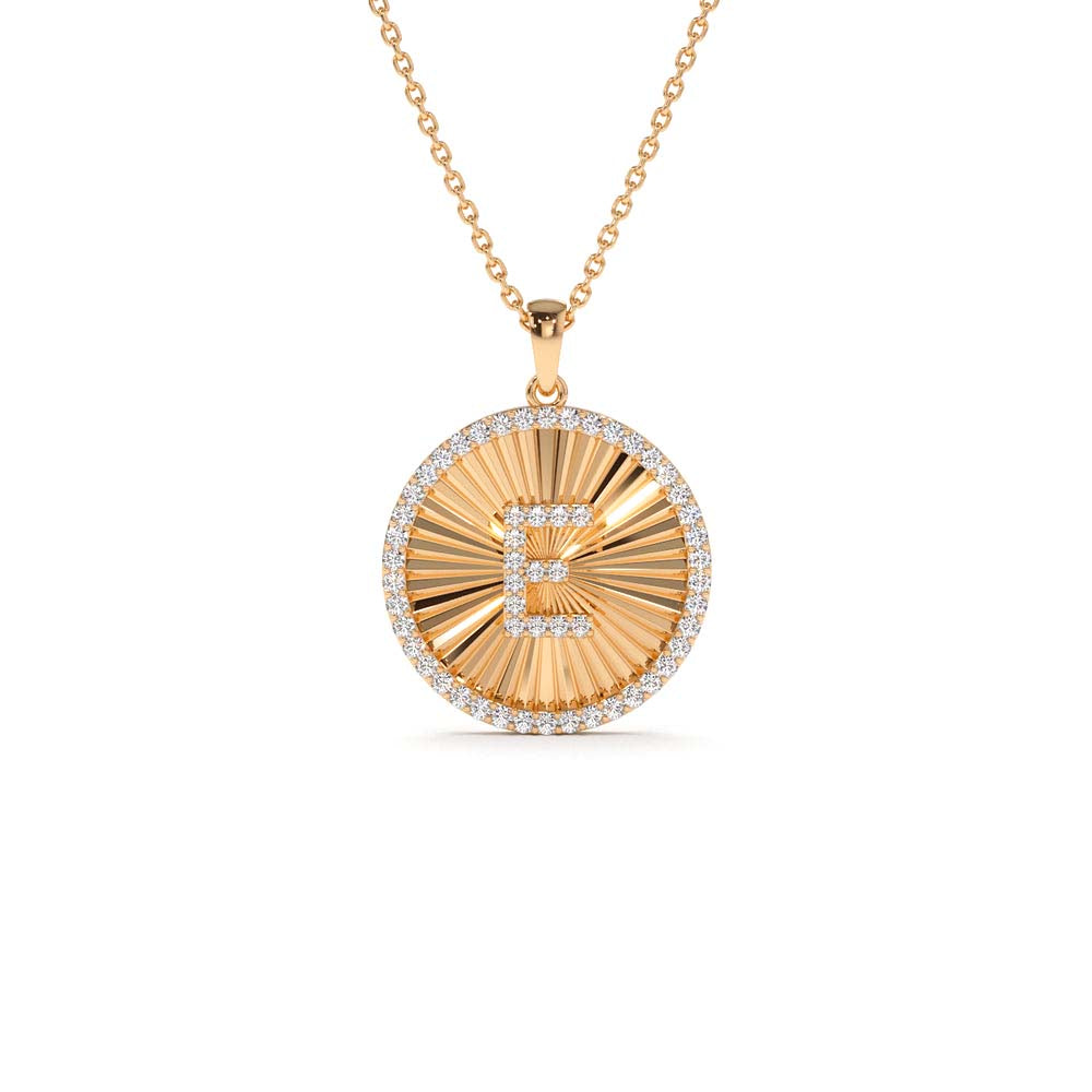 14K Diamond Initial Ballerina Disc Necklace - view 2