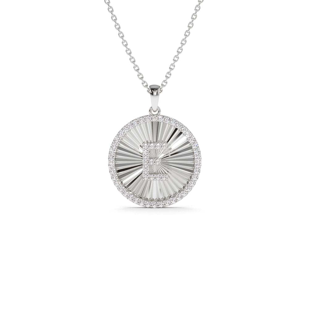 14K Diamond Initial Ballerina Disc Necklace - view 3