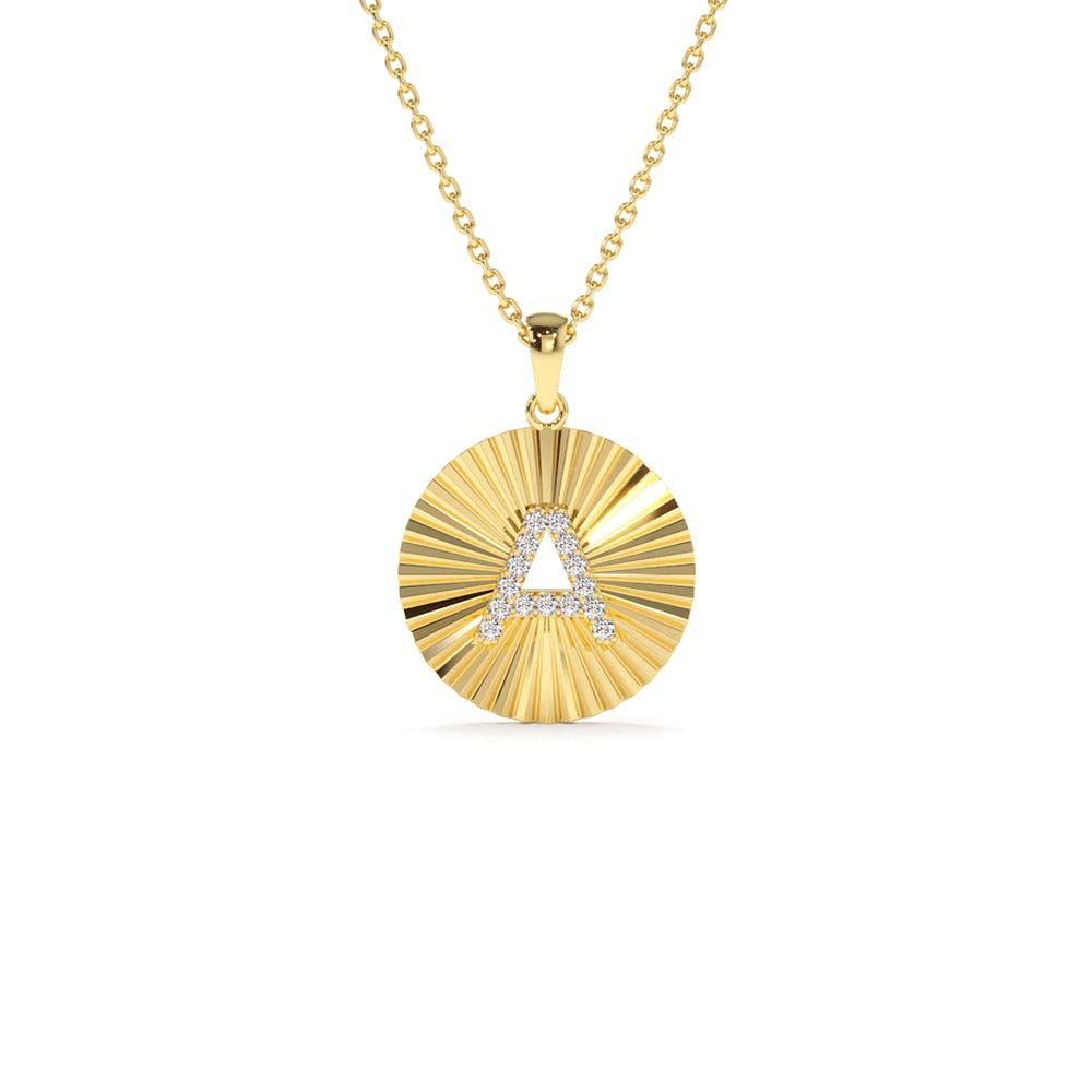 14K Sparkle Disc Diamond Initial Necklace by Orlina Fine