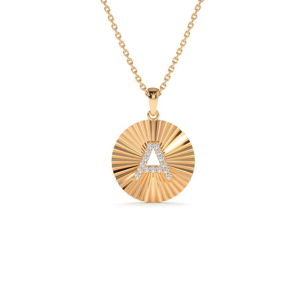 14K Sparkle Disc Diamond Initial Necklace - view 2
